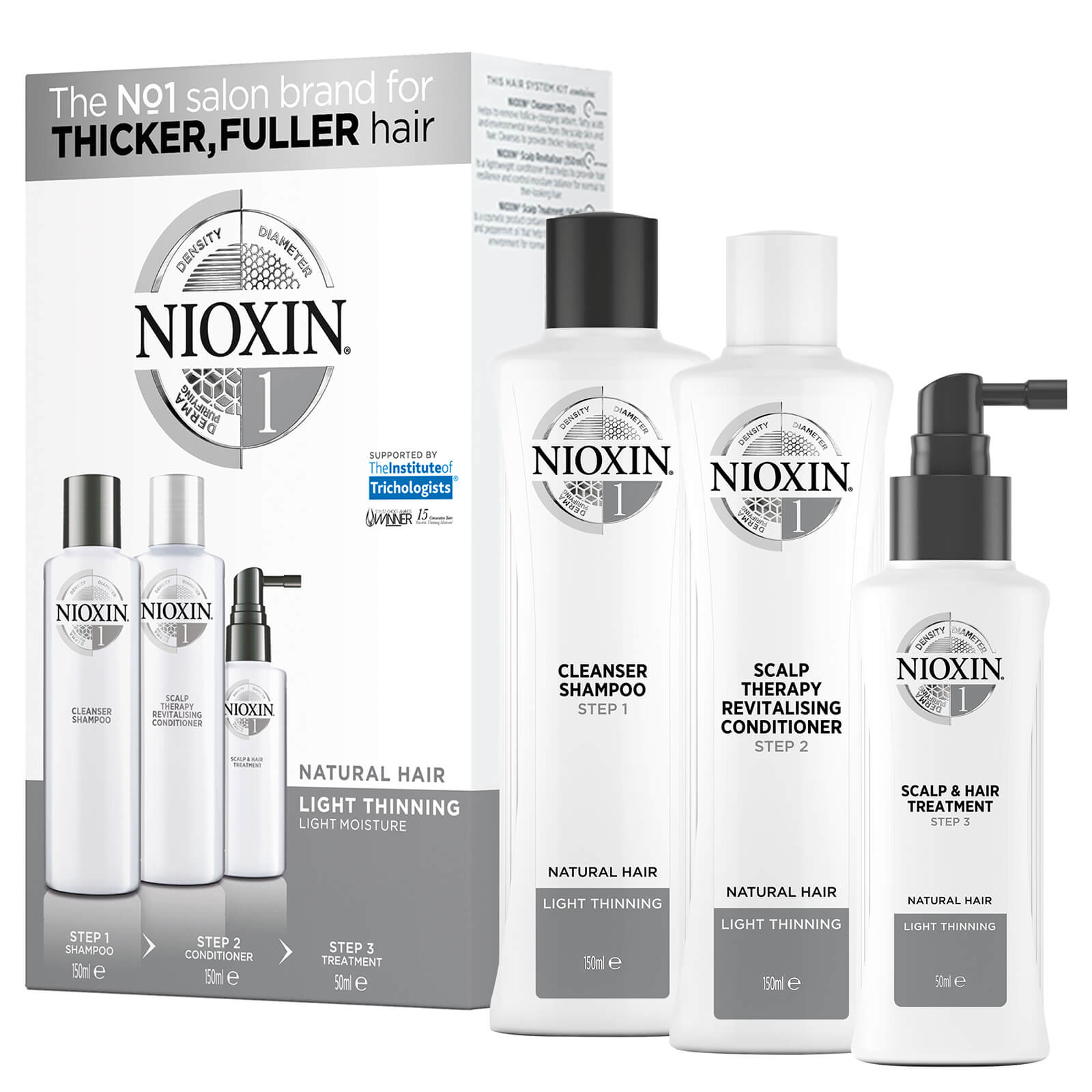 Пробный набор средств для слегка истонченных волос NIOXIN 3-Part System Trial Kit 1 for Natural Hair with Light Thinning
Пробный набор средств для слегка истонченных волос NIOXIN 3-Part System Trial Kit 1 for Natural Hair with Light Thinning