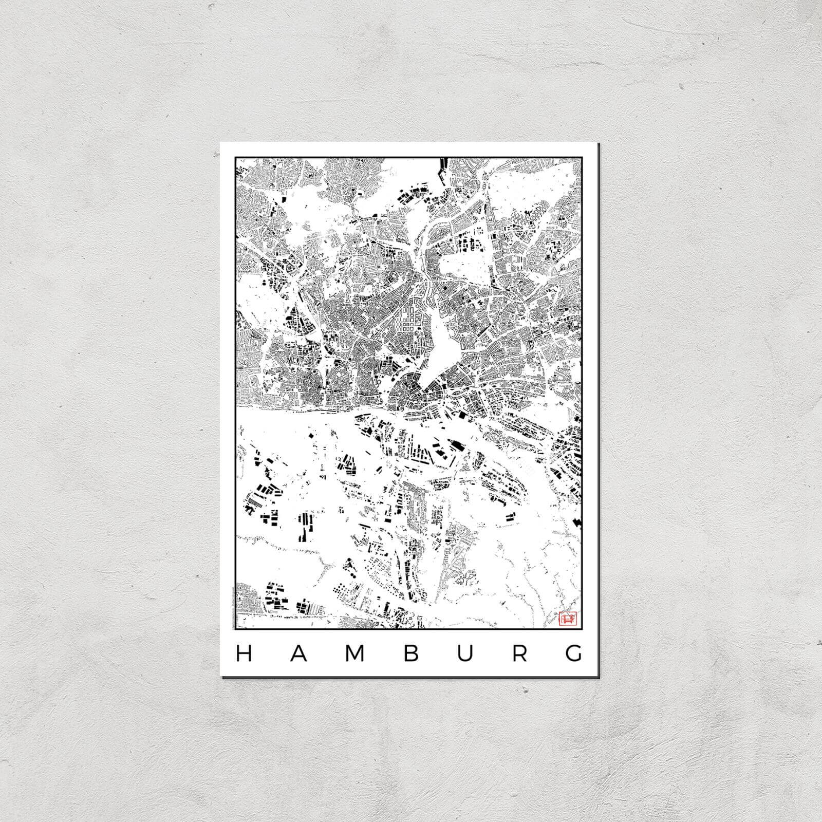 Affiche Carte de Hambourg (Noir et Blanc) - A3 - Print Only