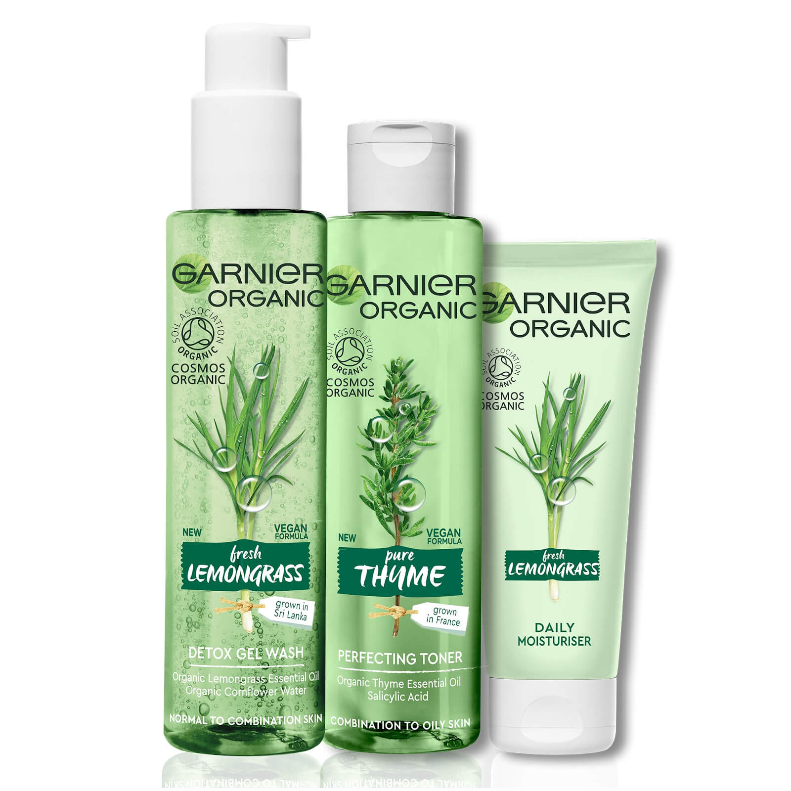 Garnier Organic Essentials Nourishing Set for All Skin Types: Lemongrass Gel Wash, Thyme Toner & Lemongrass Moisturiser
Garnier Organic Essentials Nourishing Set for All Skin Types: Lemongrass Gel Wash, Thyme Toner & Lemongrass Moisturiser