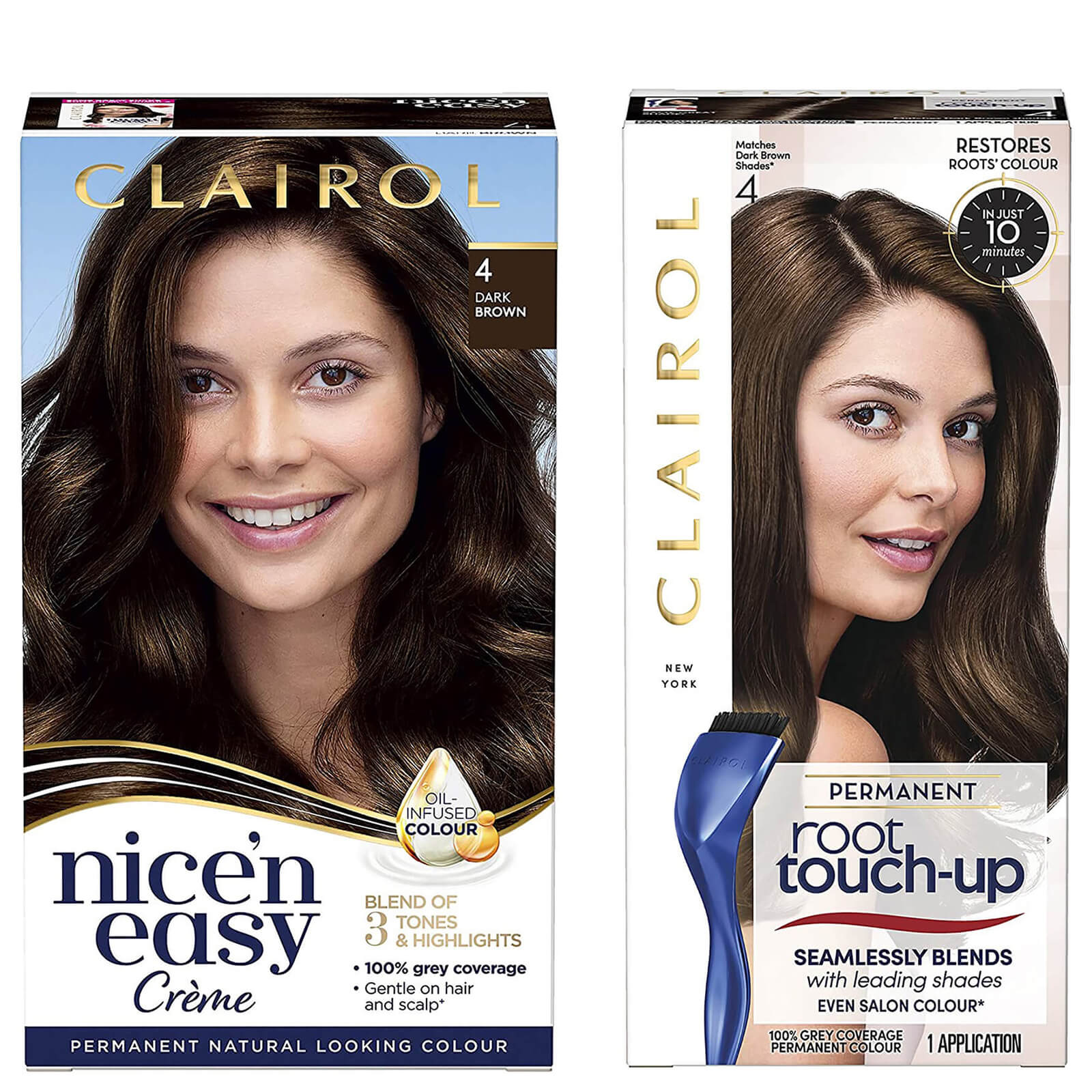 Clairol Nice' n Easy Permanent Hair Dye and Root Touch up Duo (Various Shades) - 4 Dark Brown
Clairol Nice' n Easy Permanent Hair Dye and Root Touch up Duo (Various Shades) - 4 Dark Brown