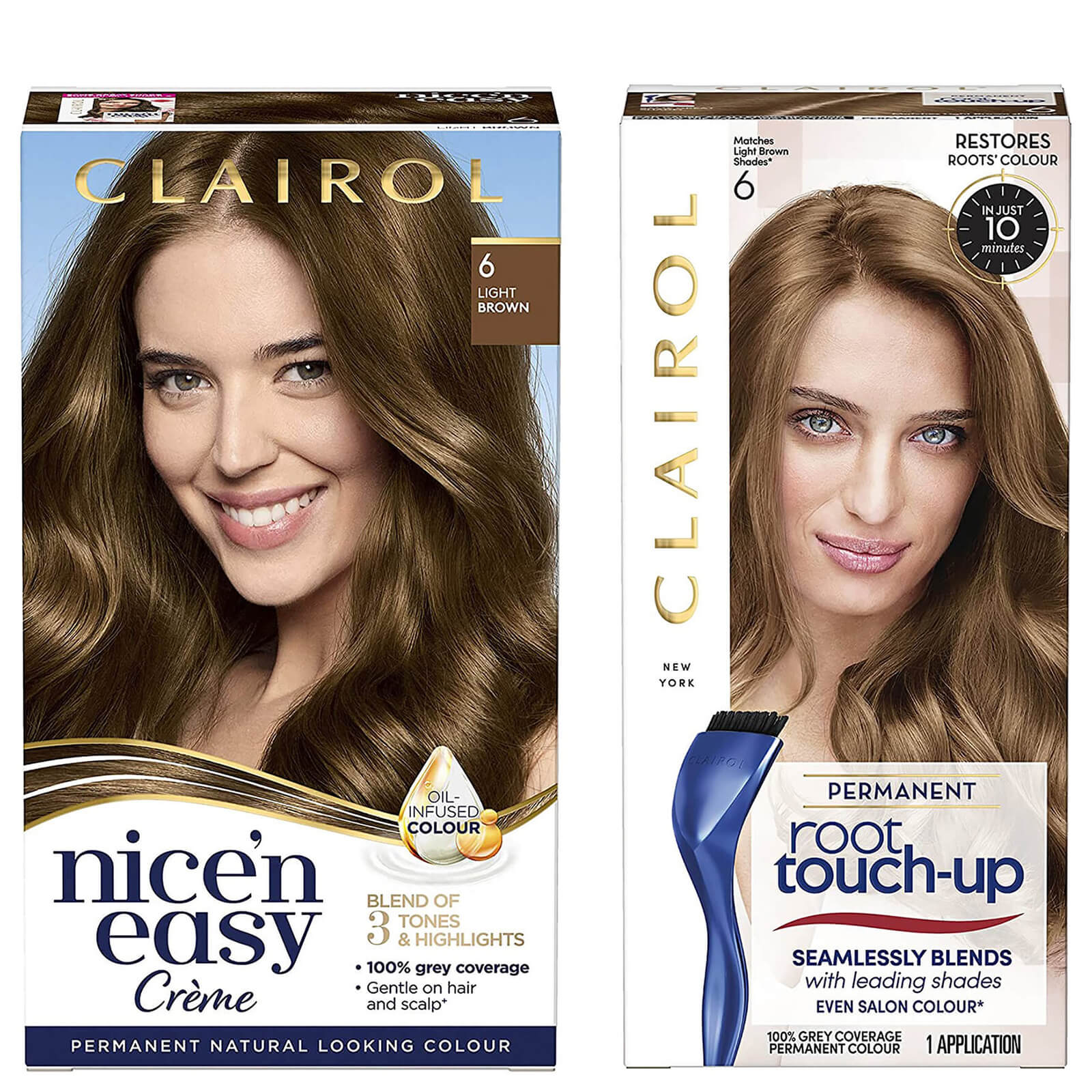 Clairol Nice' n Easy Permanent Hair Dye and Root Touch up Duo (Various Shades) - 6 Light Brown
Clairol Nice' n Easy Permanent Hair Dye and Root Touch up Duo (Various Shades) - 6 Light Brown