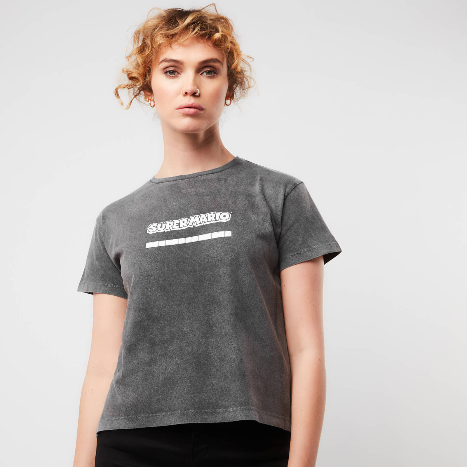 Cropped T-Shirt Femme Nintendo Super Mario - Noir Délavé - XL