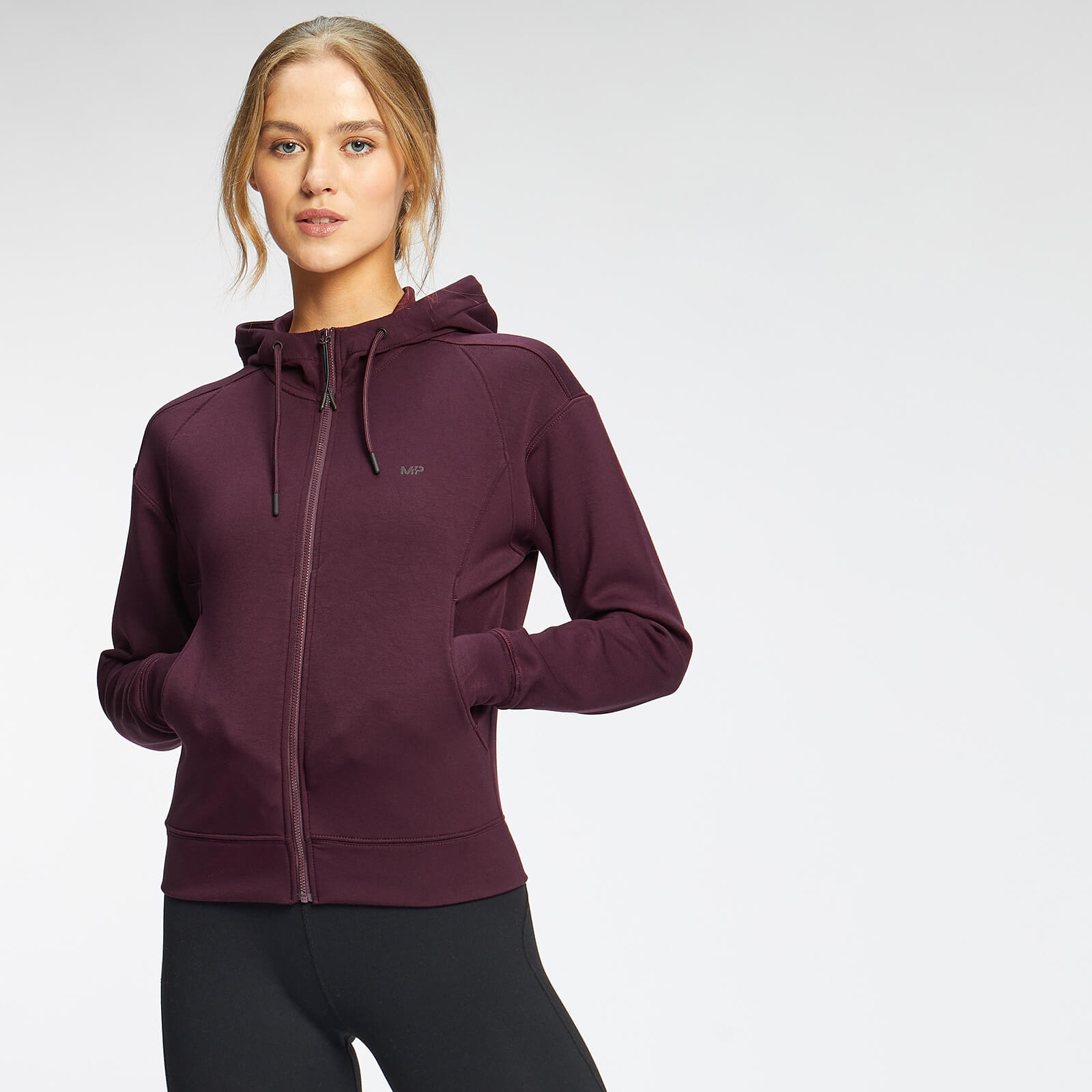 MP Women's Power Ultra Zip Through Hoodie - Port - L