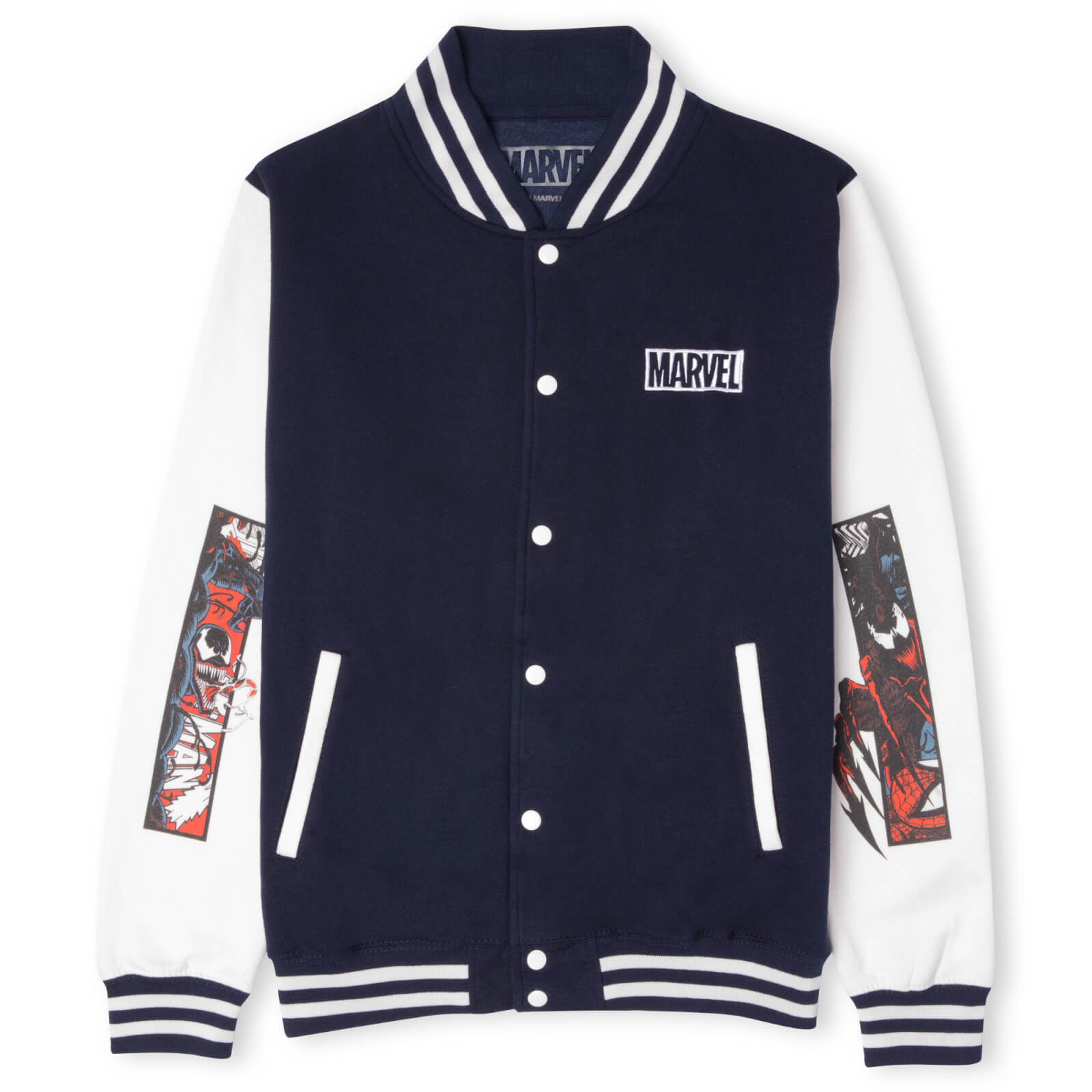 Venom Sleeve Varsity Varsity Jacket - White/Navy - L - Navy