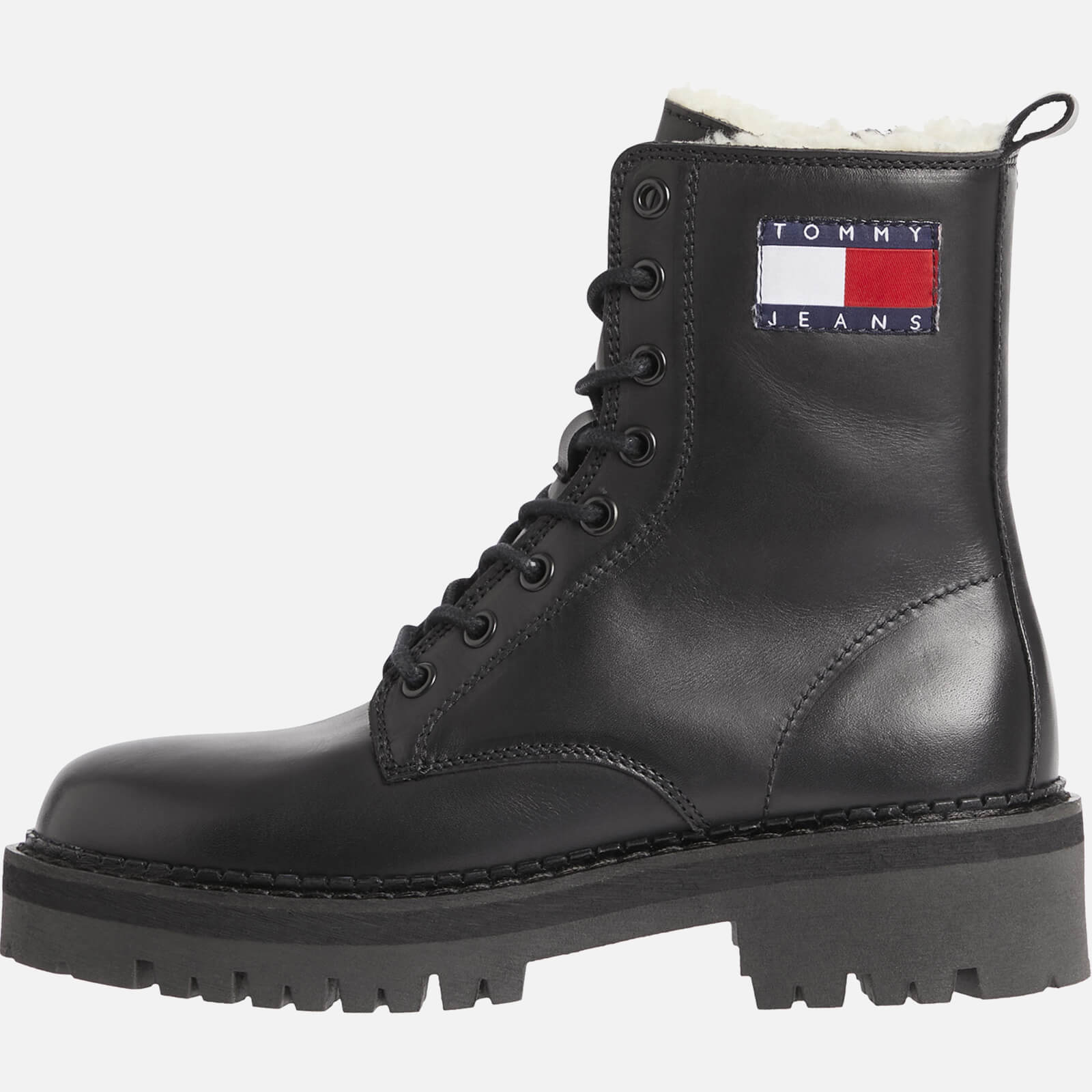 Tommy Jeans Women’s Flag Leather Lace Up Boots - Black