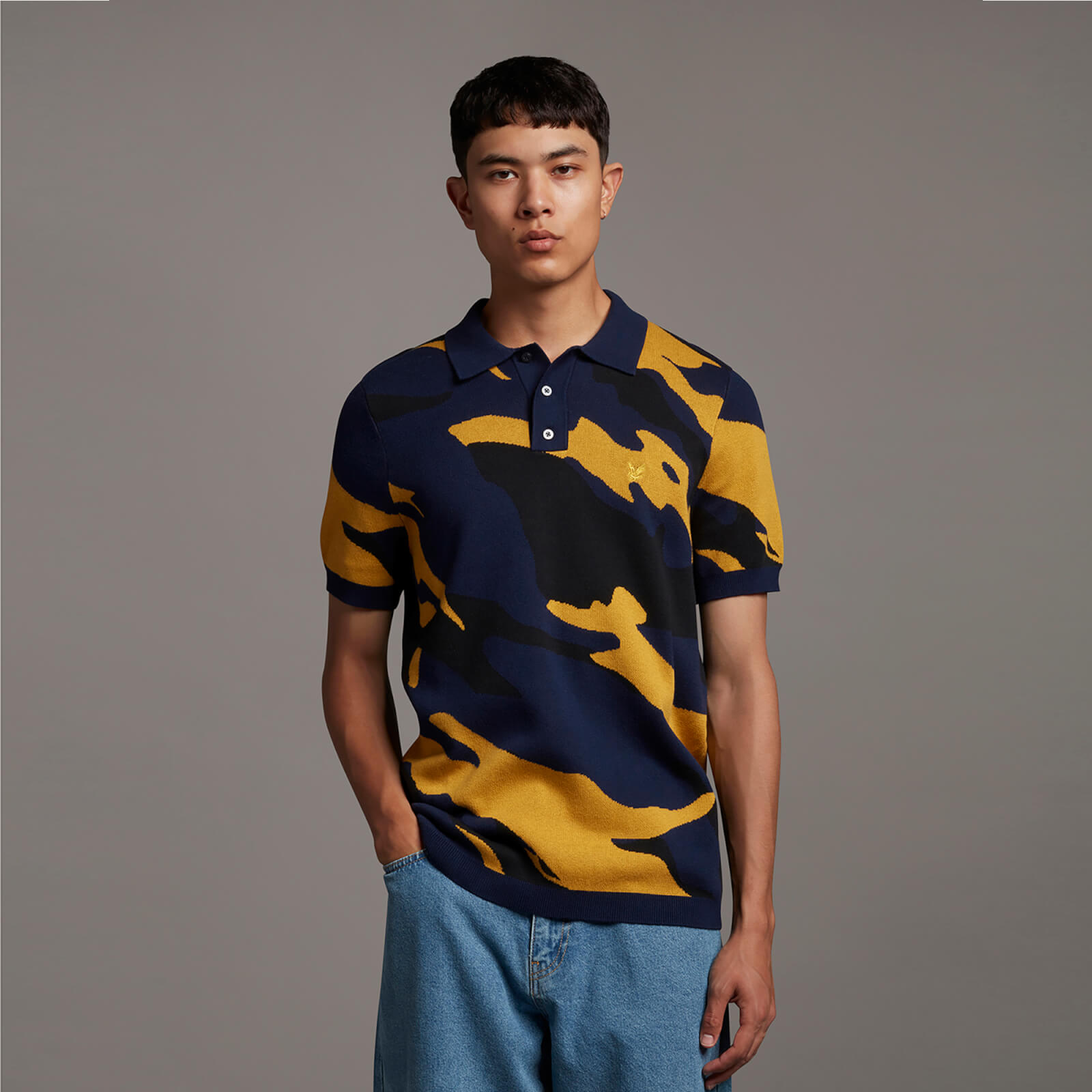 Archive Abstract Jacquard Polo - Navy - XXL