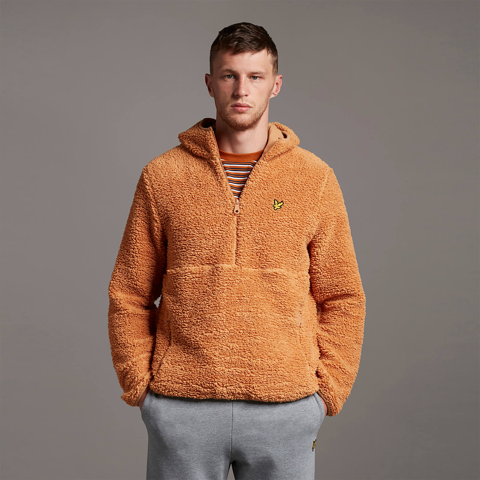 Fleece 1/2 Zip Hoodie - Tan - XXL