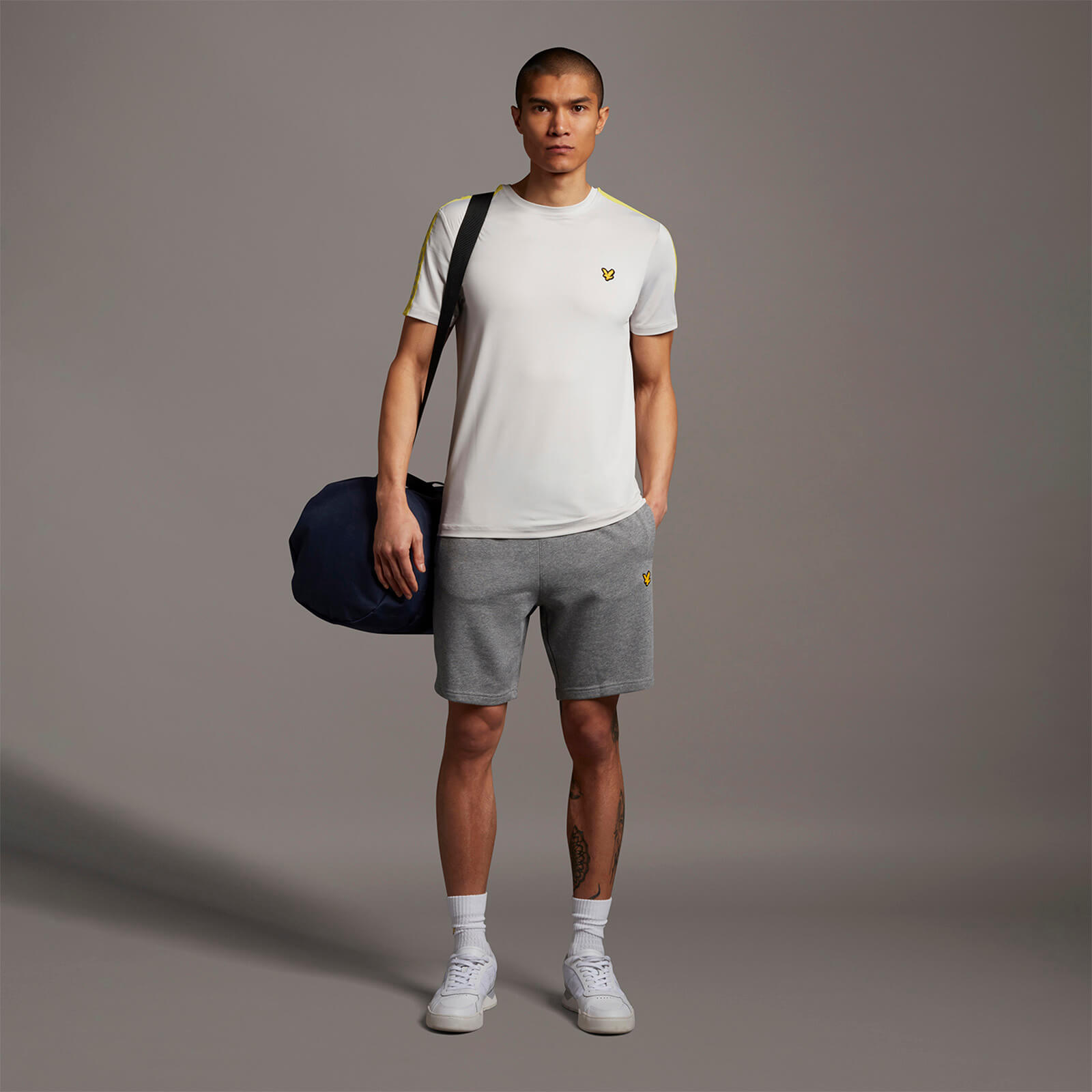 Sweat Short With Contrast Piping - Mid Grey Marl - XS