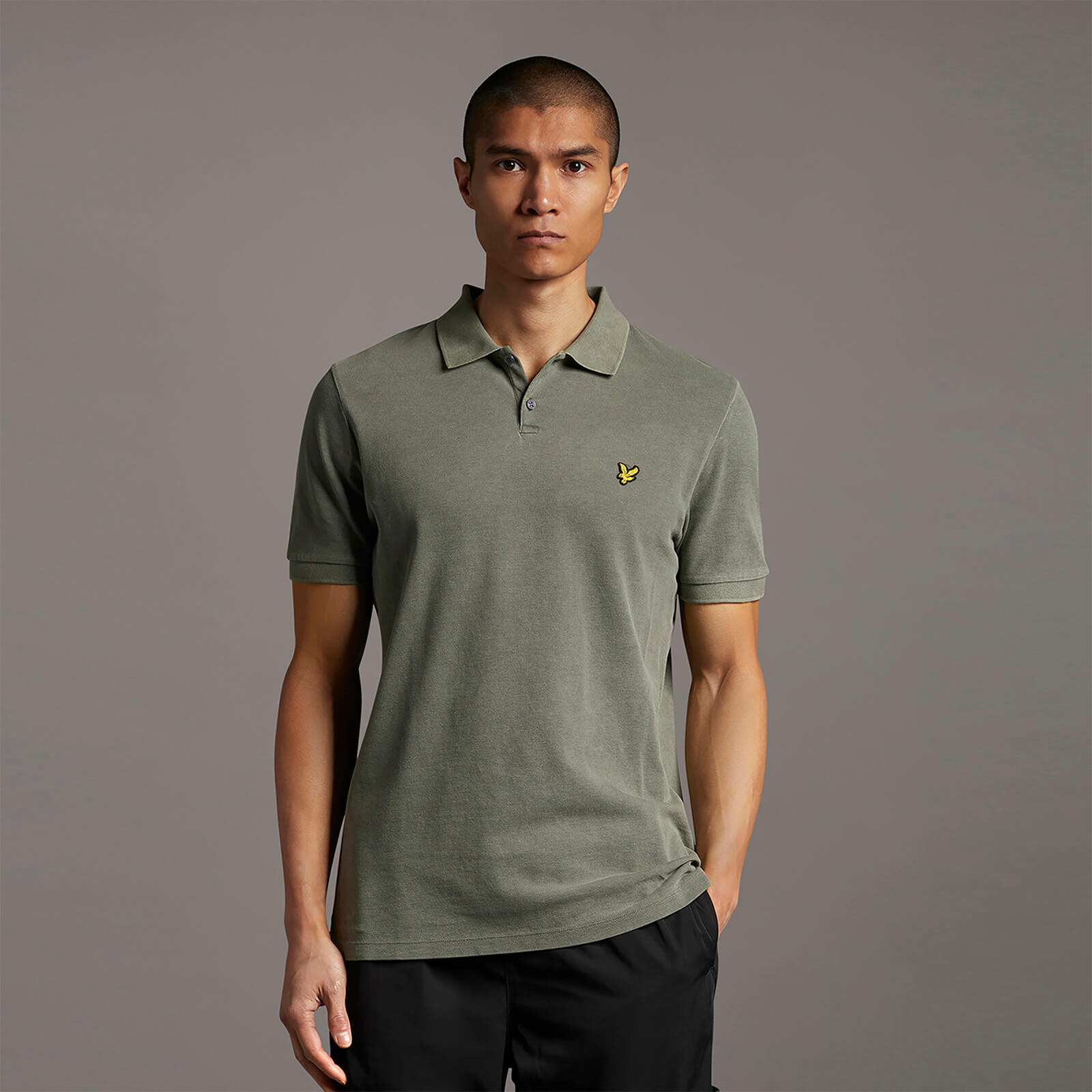Washed Out Polo Shirt - Olive - XXL
