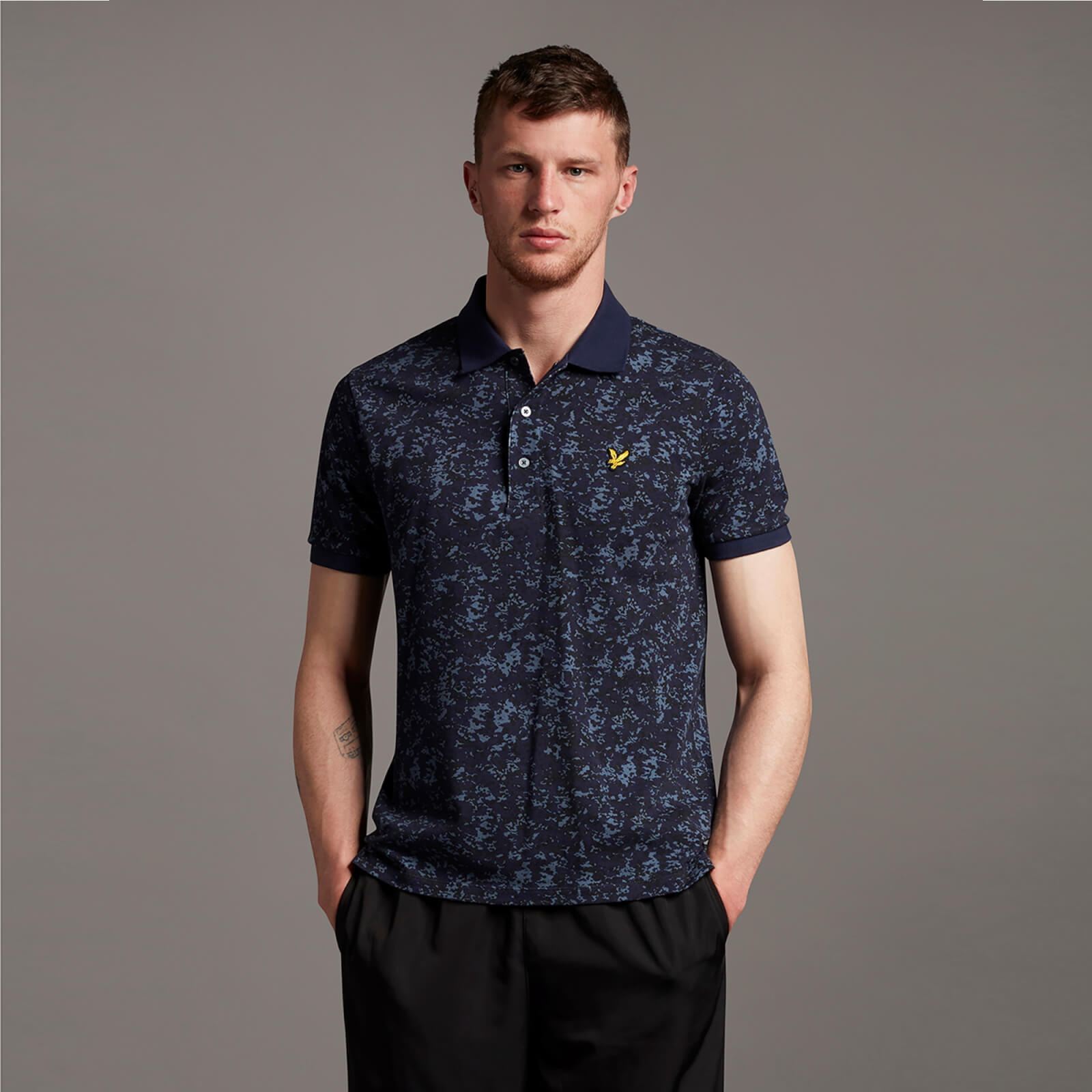 Earth Print Polo - Dark Navy - L