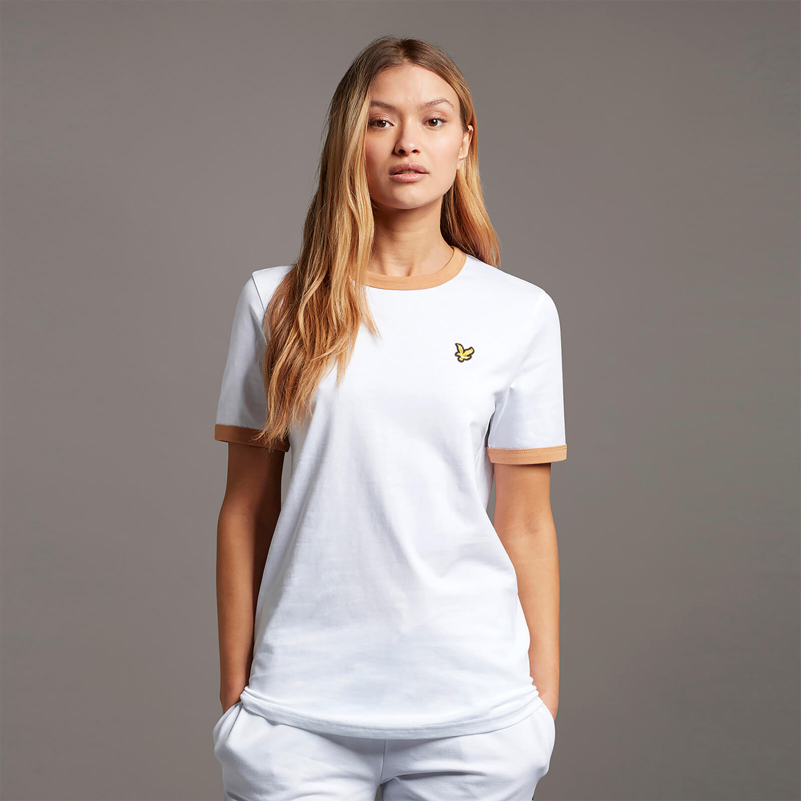 Ringer T-shirt - White/Tan - XS