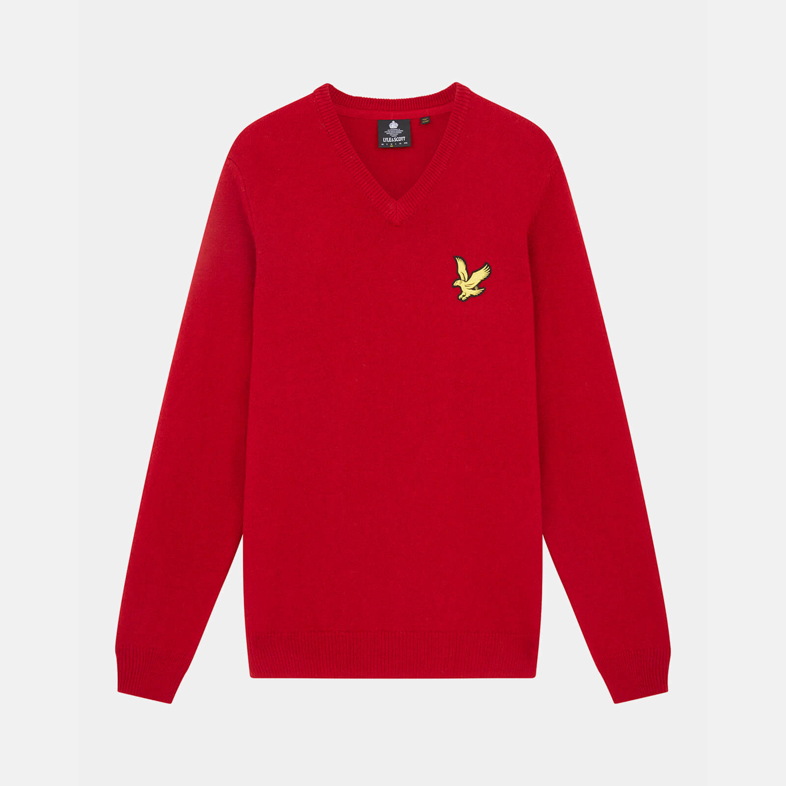 Lyle & Scott x Stuarts - Plain Lambswool V-Neck Jumper - Deep Scarlet - L