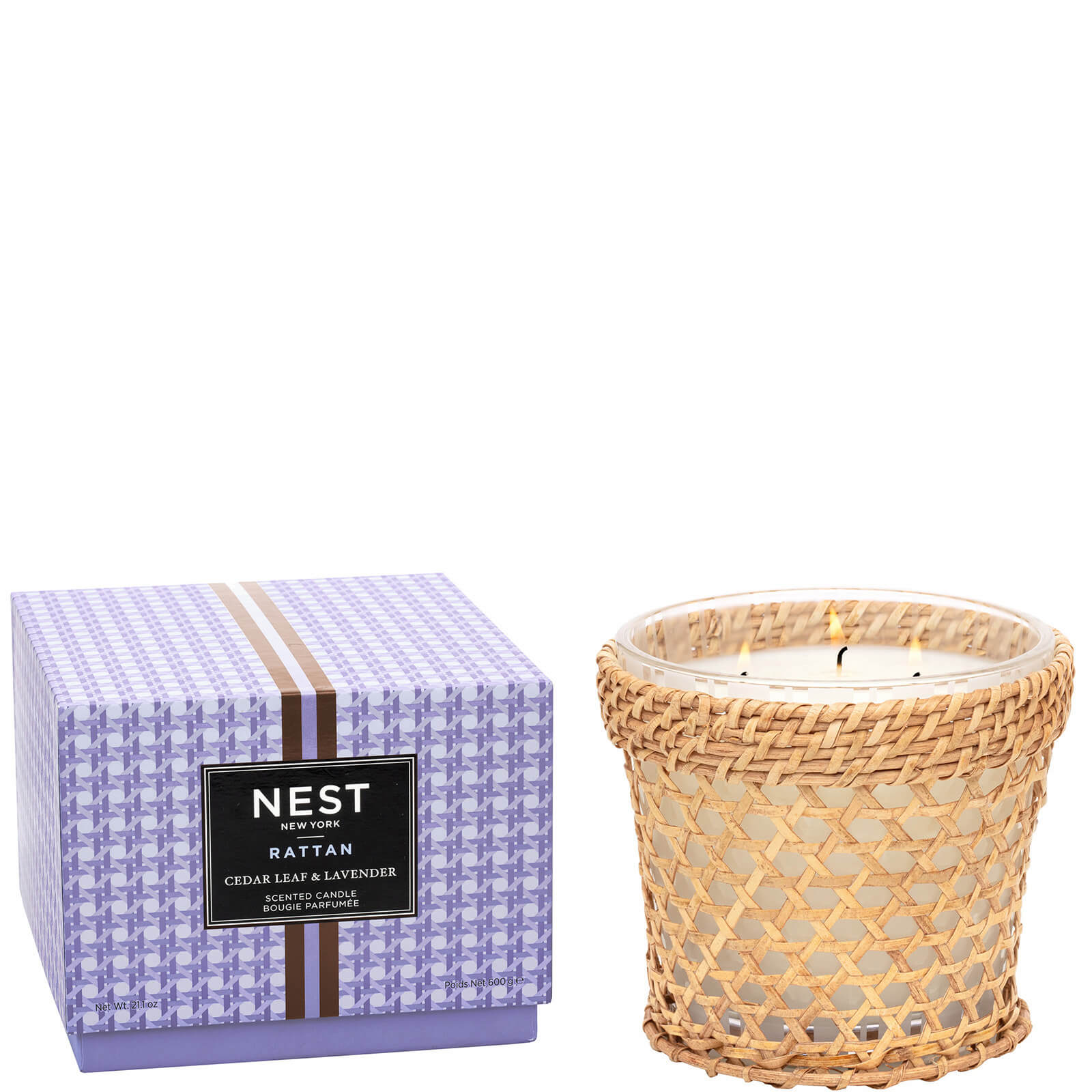 NEST New York Rattan Cedar Leaf and Lavender 3-Wick Candle 630ml