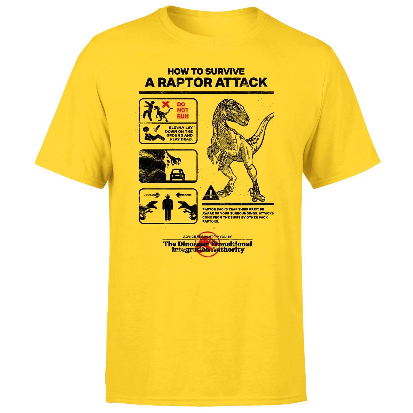 Jurassic World Raptor Attack Survival Guide Unisex T-Shirt - Yellow - XL - Citron
Jurassic World Raptor Attack Survival Guide Unisex T-Shirt - Yellow - XL - Citron