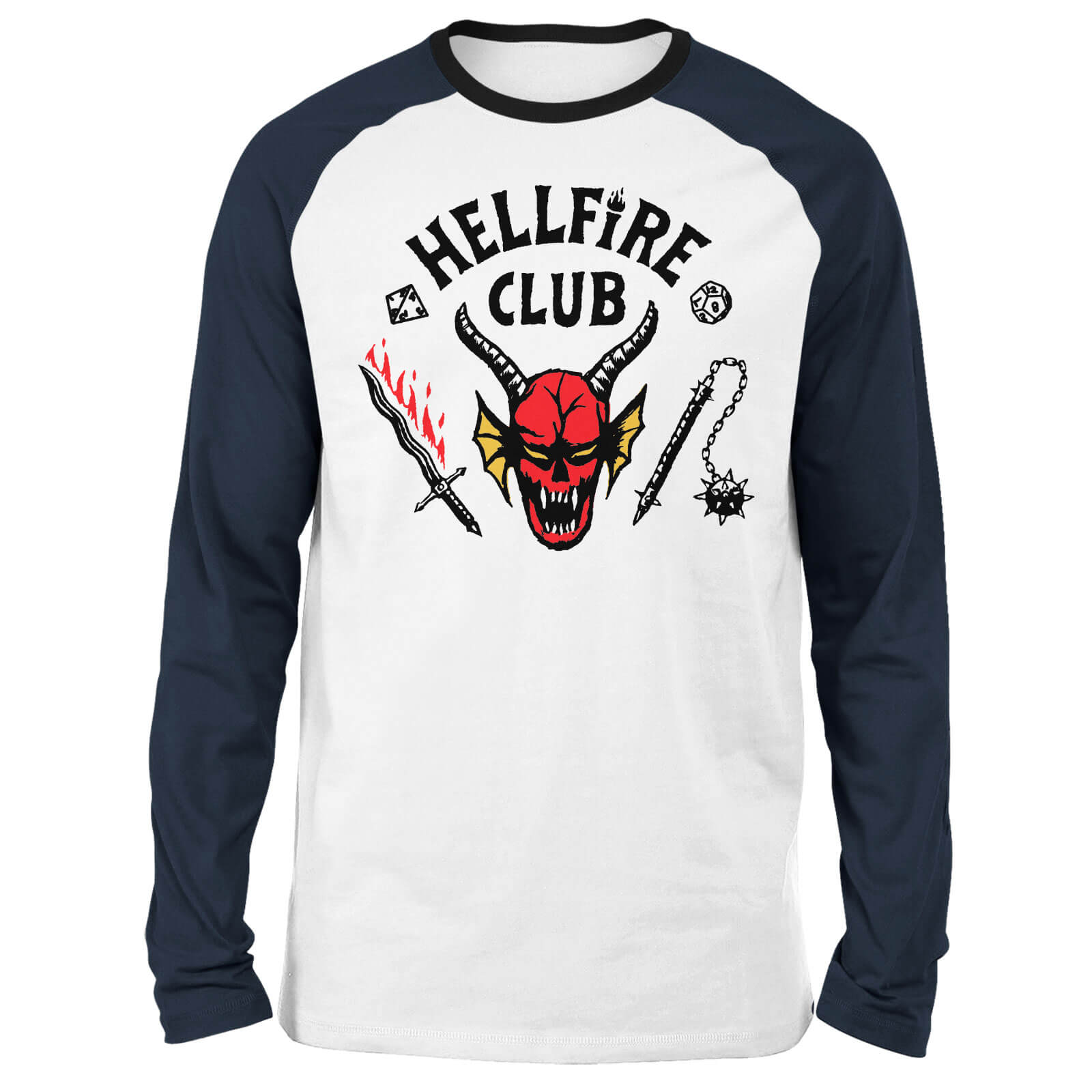 Stranger Things Hellfire Club Unisex Raglan Long Sleeve T-Shirt - White / Navy - XS
Stranger Things Hellfire Club Unisex Raglan Long Sleeve T-Shirt - White / Navy - XS