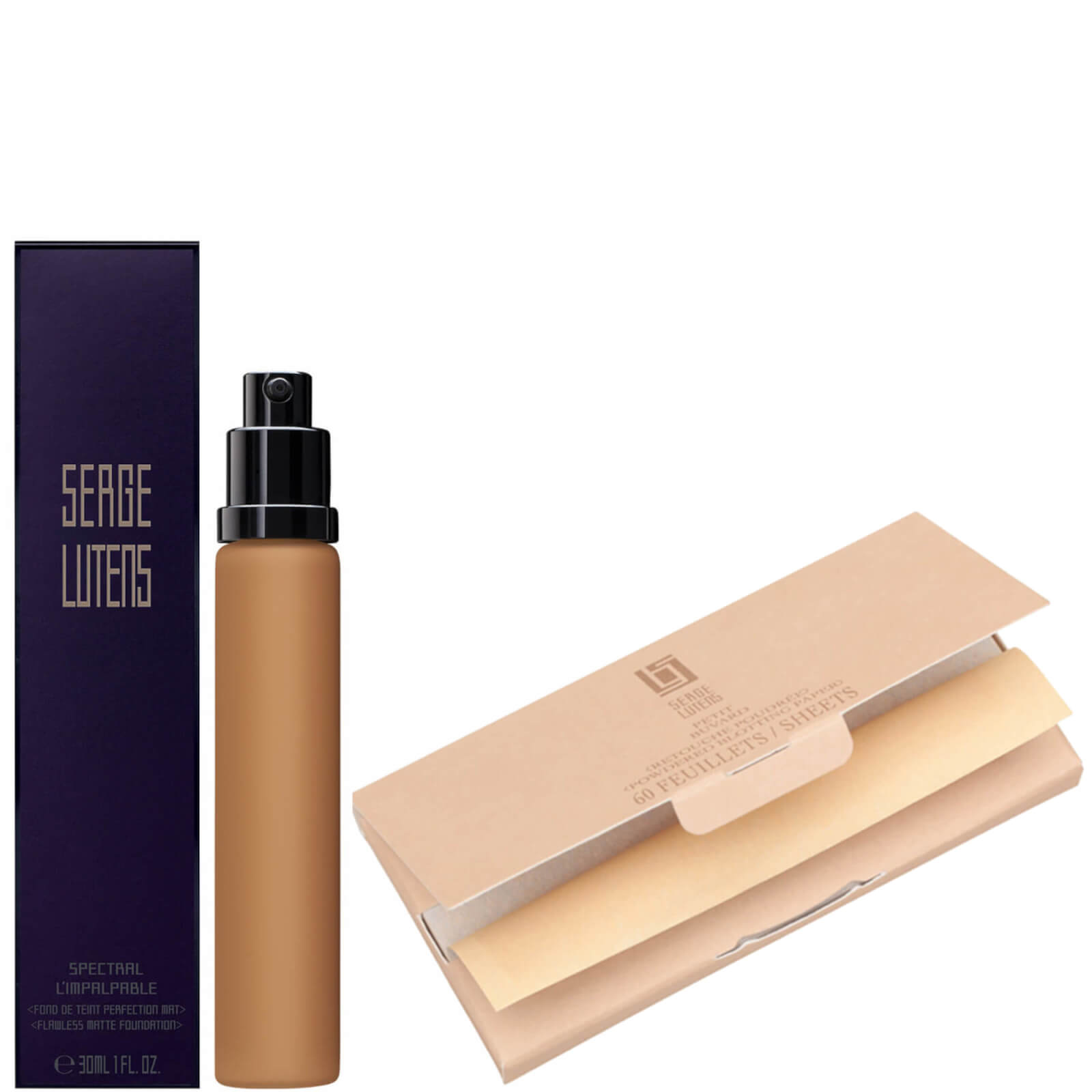 Serge Lutens Petit Buvard Matifying Paper and Spectral Fluid Foundation Refill 30ml Bundle (Various Shades) - I50