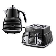 De'Longhi Scultura 4 Slice Toaster and Kettle Bundle - Black High Gloss