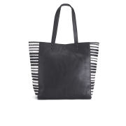 French Connection Women's Monochrome Woven Leather Tote Bag - Black/White