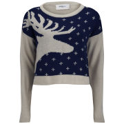Vero Moda Women's Lucila Reindeer Christmas Jumper - Black Iris