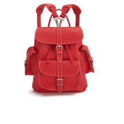 Grafea Red Hot Medium Leather Rucksack - Red