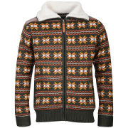 Brave Soul Men's Carlyleb Fairisle Zip Through Jumper - Moss