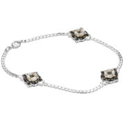 Silver Plated Marcasite and Mother Of Pearl Bracelet 