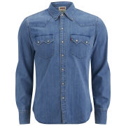 Levi's Men's Long Sleeve Slim Fit Sawtooth Western Shirt - Mid Indigo Fog