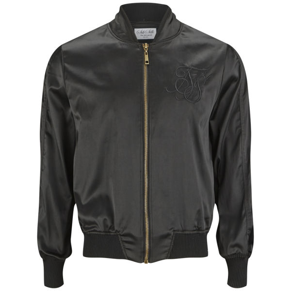 Sik Silk Men's Satin Bomber Jacket Black Clothing