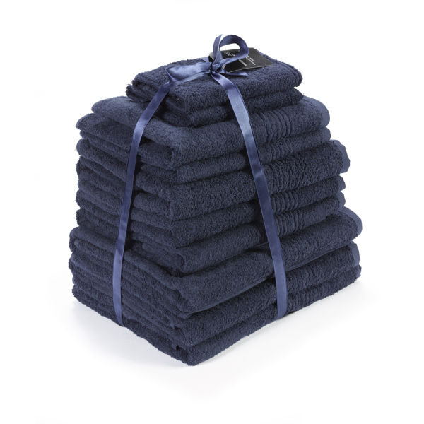100 Egyptian Cotton 10 Piece Towel Bale (550gsm) Navy Homeware IWOOT