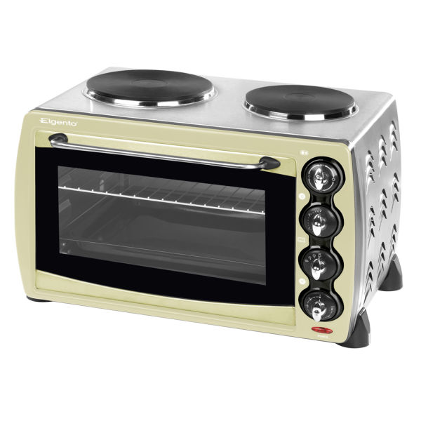 Elgento 28 Litre Cream Mini Oven with Double Hot Plates IWOOT