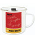The retro styled  Postal Archive mug features a sound instructional message with a design based on propaganda posters from World War One and Two. The economical themed enamel mug advises on the careful use of things to avoid waste. - R.K.  Features:    Enamel mug with a retro print  Design based on war propaganda posters   Message offers instructional advice