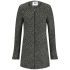 The women's 'Darling' boyfriend coat from Vero Moda cuts an oversized fit with a straight silhouette and is crafted from a soft wool blend. Minimalistic  the collarless design features a full through zip fastening  long sleeves and an all over  muted animal print. Complete with two patch pockets to the front. - K.N.  Shell: 65% Polyester  25% Acrylic  10% Wool. Lining: 100% Polyester