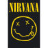 Nirvana Poster showing the classic Smiley Logo. Nirvana were an American rock band that was formed by singer/guitarist Kurt Cobain and bassist Krist Novoselic in Aberdeen  Washington in 1987.