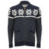 Black navy, zip through cardigan by Jack &amp; Jones. This festive cardigan features a knitted pattern throughout the design and a discreet logo just below the chest pocket. - O.S.