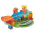 Interactive garage includes a cute tow-truck. Drive up and down in the lift  spin on the turn-table or wiz down the winding ramp! Use the car wash and petrol station and be rewarded with fun sound effects and phrases. Includes exit gate featuring a magic sensor that magically recognises the vehicle and 4 SmartPoint locations. Garage recognises all Toot-Toot Drivers vehicle range (sold separately)