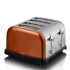 For the perfect toast  this Metallic 4 Slice Toaster from Swan is ideal to toast 4 slices of bread  bagels or pita breads at one time. With a variable browning control  this will guarantee your bread toasted to your preference. This toaster also features the ability to defrost  reheat or even cancel before the timer ends. Complete with a removable crumb tray  a high lift facility and non-slip feet. - GG.     4 slice toaster  Variable browning control  Defrost/Reheat and cancel buttons  Removable crumb tray  High lift facility  Non-slip feet