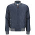 Simple and stylish  the navy blue Keat jacket from Bellfield is slightly quilted and boasts grey elasticated detail to the shallow neck  cuffs and hem. With a zip up fasten and two front pockets  the coat is finished with subtle brown logo detail throughout. - E.D    Bellfield Men's Keat Jacket - Navy  Long sleeved  Quilted yet lightweight design  Two front pockets  Grey elasticated trims to the collar  hem and cuffs