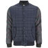 The Brave Soul Men's Cleveland Jacket in blue and green boasts a quilt stitch design and camouflage finish. Featuring contrast long sleeves, button front fastening and side entry buttoned pockets. Ribbed knit design the the neck, sleeves and hem trim. - GG.    Brave Soul Men's Cleveland Jacket - Dark Navy/Khaki Camo   Contrast camouflage designed sleeves   Button front   Side entry buttoned pockets   Quilt stitch design   Elasticated rib knit trim to the neck, sleeves and hem   Regular fit