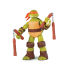 Leo  Donnie  Raph and Mikey are mutant turtles who have been trained in the art of ninjutsu by their rat sensei  Master Splinter. Emerging from their sewer lair  the reptile brothers confront the world of New York City  facing villains more dangerous and pizza more delicious than anything they could have imagined! Help the turtles battle with Shredder  the Kraang and loads of super-powerful mutants  and learn your Ninja skills today! Turtle Power! Each turtle figure is uniquely sculpted  capturing the individual personalities of the characters from the Teenage Mutant Ninja Turtles TV show.Impulsive  creative and very social  Michelangelo is the heart and soul of the Ninja Turtles. The runt of the litter  he may be the smallest of his mutant brothers  but that doesn't make him the weakest (just harder to catch). Enemies beware! Michelangelo is master of the Kusarigama  nunchucks with a secret and a sharp surprise!Large 11 inch Battle Shell Mike figure! Mike is individually sculpted and has multiple articulation points. He also comes with signature and secondary weapons and his back shell opens up for weapon storage!Suitable for ages 4 and above.Contents: Battle Shell Mike figure  weapons.11 inches tall.Multiple points of articulation.Shell opens to reveal storage space.Includes signature weapons.Also comes with bonus secondary weapons.