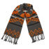 ONLY present the women's 'Sue' ethnic scarf in orange. Crafted from soft touch fabric, the oversized scarf is emblazoned with a Navajo inspired print in a fusion of orange, grey and black. Finished with fringed edging. - K.N.    ONLY women's Sue Ethnic Scarf  Material: 45% Polyester, 55% Acrylic  Orange, grey and black  Navajo inspired print  Fringed edging  Oversized