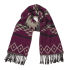 ONLY present the women's 'Sue' ethnic scarf in burgundy. Crafted from soft touch fabric  the oversized scarf is emblazoned with a Navajo inspired print in a fusion of burgundy  grey and black. Finished with fringed edging. - K.N.    ONLY women's Sue Ethnic Scarf  Material: 45% Polyester  55% Acrylic  Burgundy  grey and black  Navajo inspired print  Fringed edging  Oversized