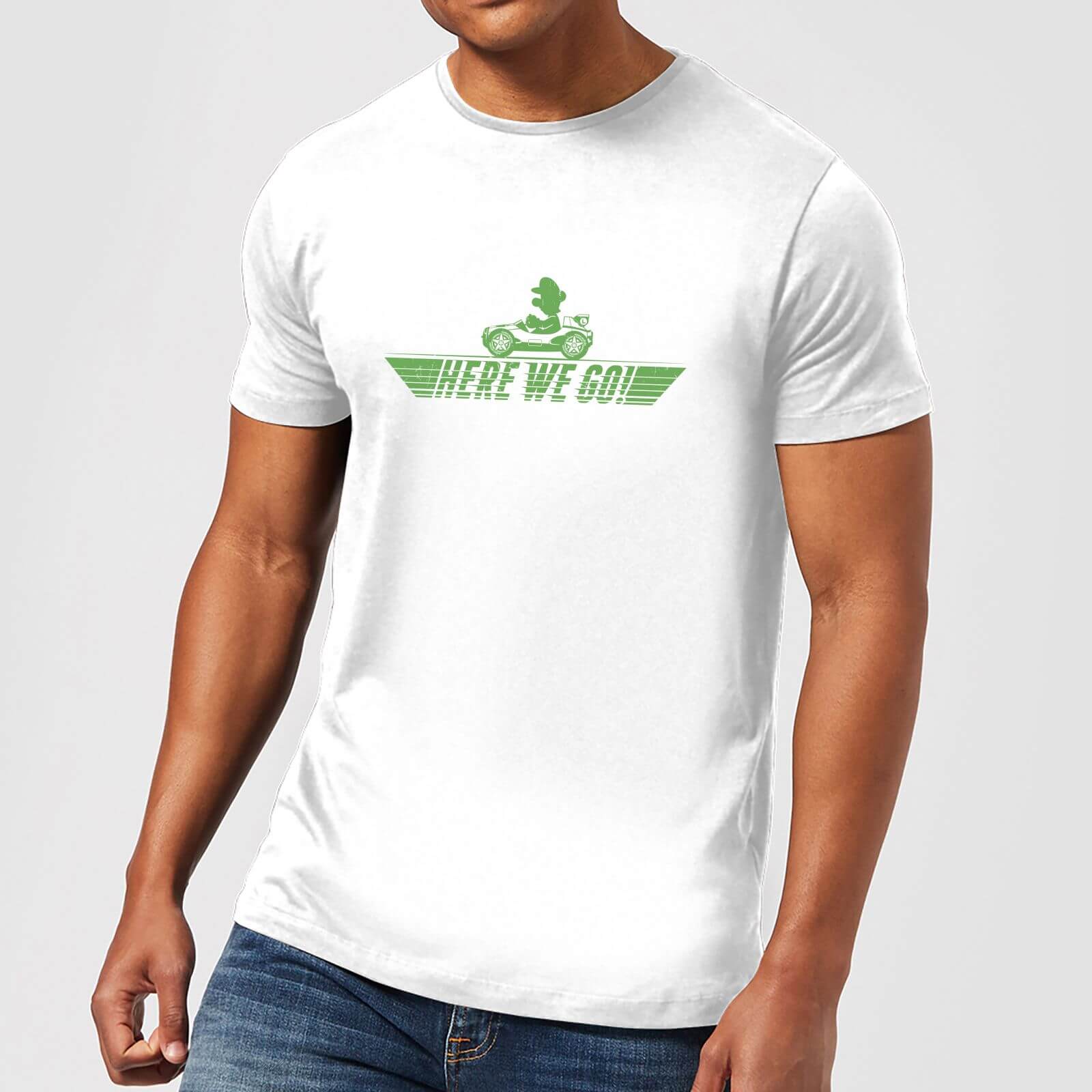 T-Shirt Homme Mario Kart Here We Go Luigi Nintendo - Gris Clair - XXL