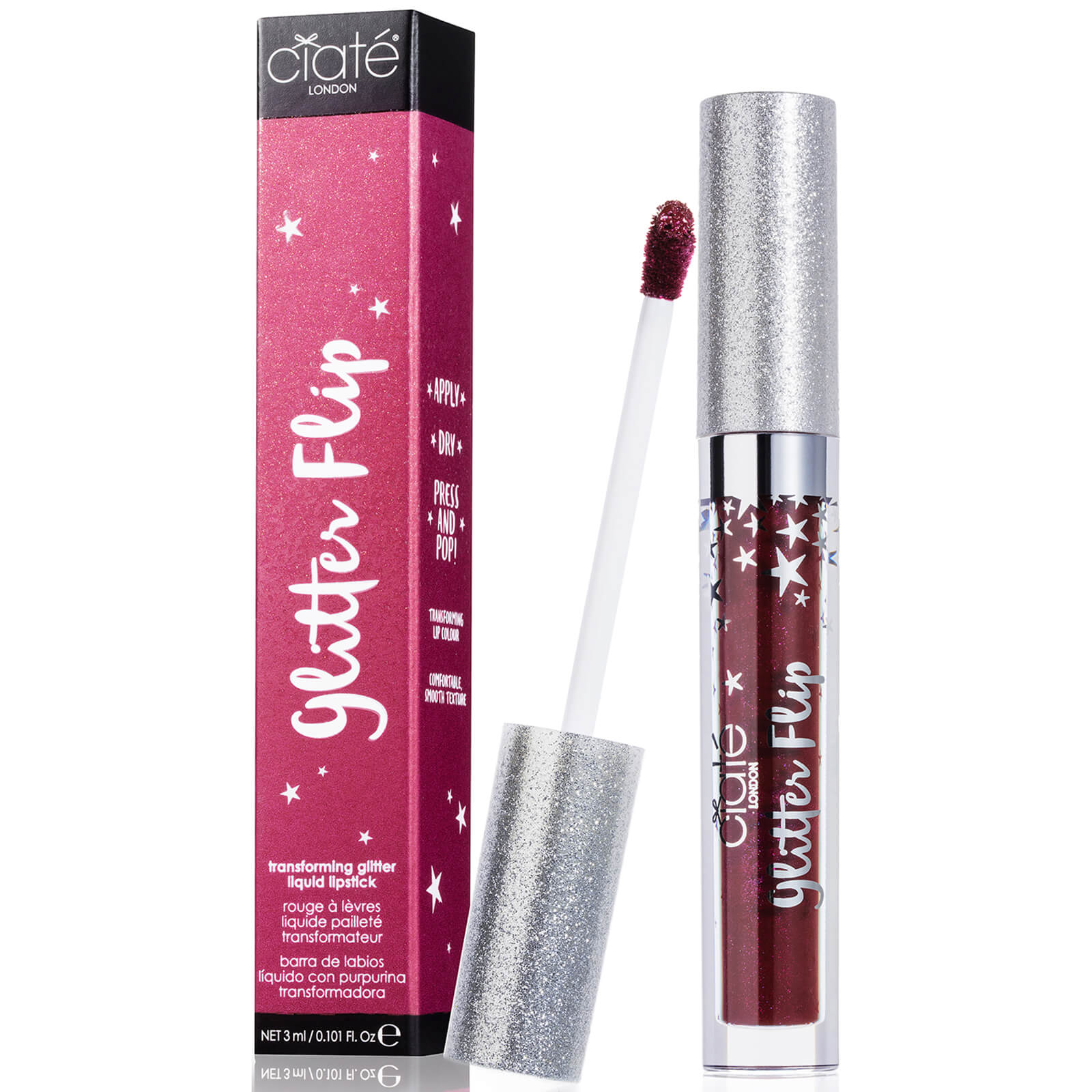 Жидкая матовая помада с блестками, меняющая текстуру Ciaté London Glitter Flip Lipstick - Forbidden
Жидкая матовая помада с блестками, меняющая текстуру Ciaté London Glitter Flip Lipstick - Forbidden