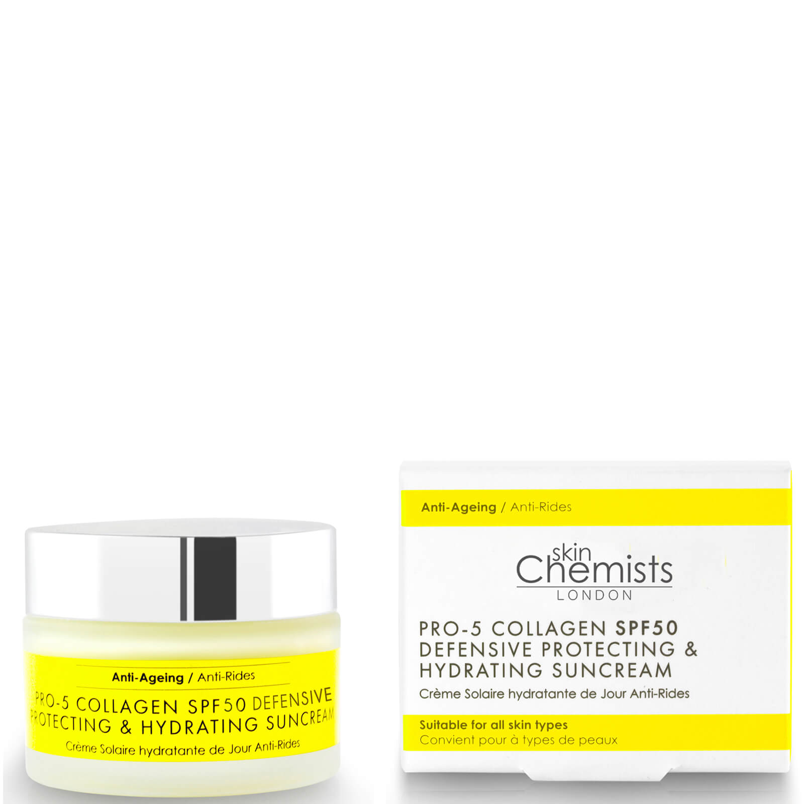 skinChemists London Pro-5 Collagen SPF50 Defensive Anti-Ageing Protecting Hydrating Sun Cream 50ml
skinChemists London Pro-5 Collagen SPF50 Defensive Anti-Ageing Protecting Hydrating Sun Cream 50ml