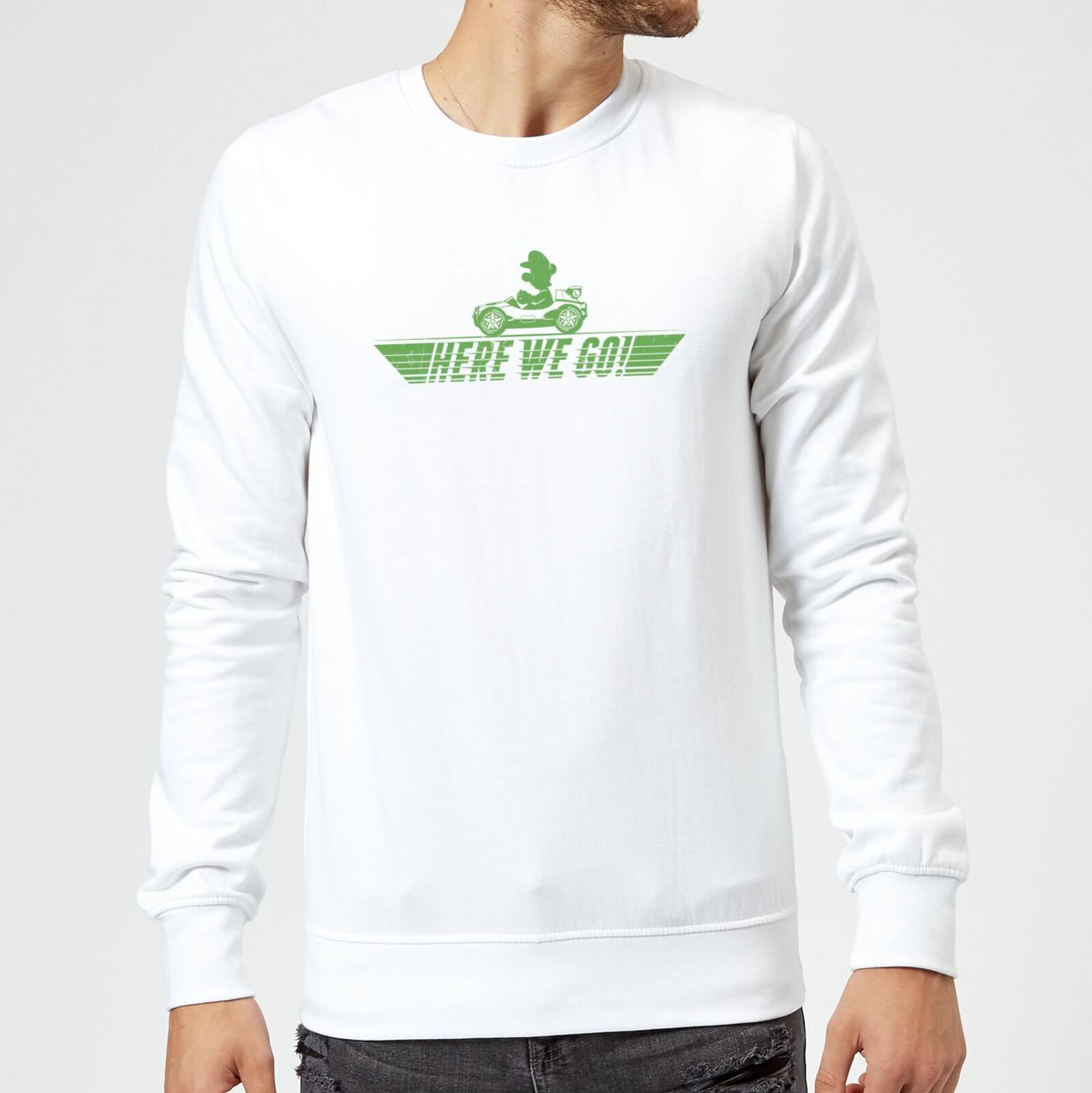 Sweat Homme Mario Kart Here We Go Luigi - Nintendo - Blanc - S