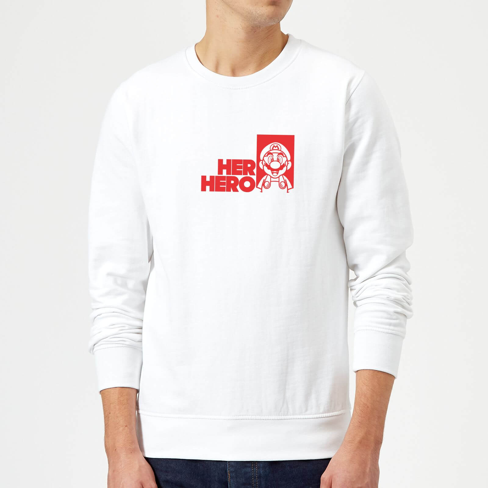 Super Mario Her Hero Sweatshirt - White - M - Blanc