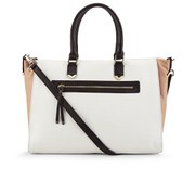 French Connection Women's Colour Block Leather Tote Bag - White/Biscuit/Black