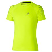 Asics Men's Stripe Shorts Sleeve Running T-Shirt - Safety Yellow
