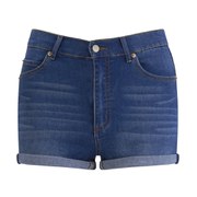 Cheap Monday Women's 'Short Skin' High-Waist Denim Shorts - Sonic
