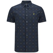 Lyle & Scott Men's Micro Print Woven Short Sleeve Shirt - Navy